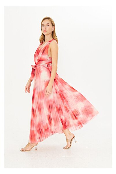 TIFFANY&TOMATO Omuzdan Bağlamalı Baskılı Tül Elbise