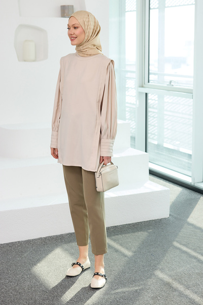 LOCCO Γυναικεία Nervur Cupra Tunik Cream