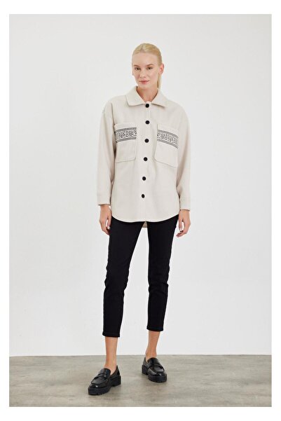 TIFFANY&TOMATO Cepleri Nakışlı Kaşe Gömlek