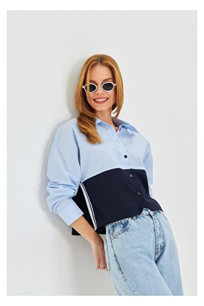 TIFFANY&TOMATO Polivisyon Garnili Şeritli Poplin Gömlek