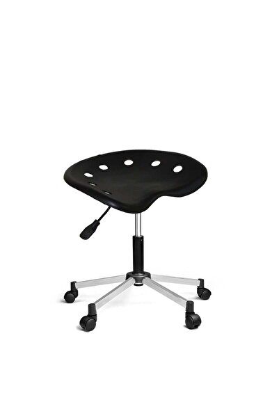 Türksit Nil Amortisörlü Tabure Metalik Gri Boyalı Ayak Siyah