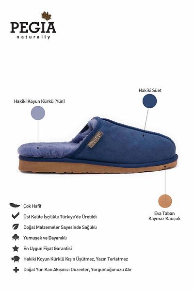Pegia Papuci de casă pentru bărbați din shearling autentic 111030