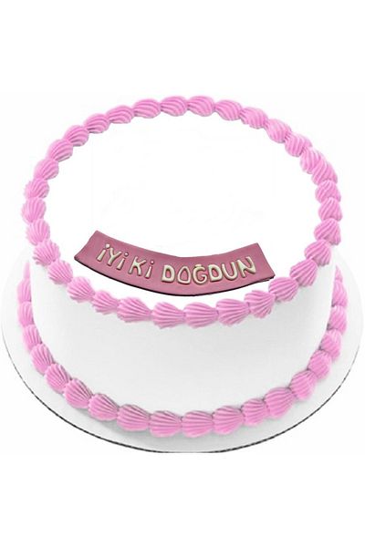 Pasta9 Happy Birthday from Candy Dough White Color Cake Decoration on Pink
