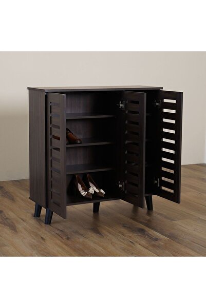 Danube Home Jax 3-door Shoe Cabinet - Walnut L90xw32xh91cm