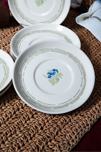 Eren Çini Seramiği 12 cm 6-Piece Porcelain Tea Plate Off White