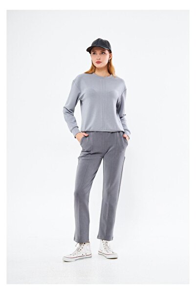 TIFFANY&TOMATO Düz Paça Dalgıç Pantolon-Füme