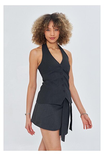 TIFFANY&TOMATO Düğmeli Halter Yaka Yelek