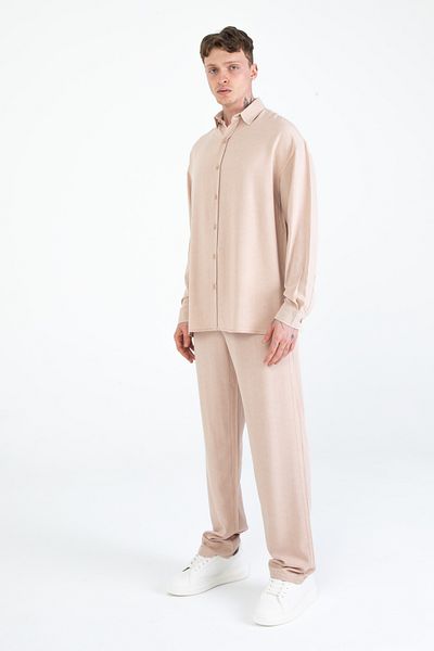 EGHO Men's Crystal Linen Blended Shirt Pants Set