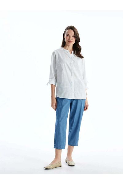 LC Waikiki LCW Grace Blue Jean Capri pentru femei cu talie elastică
