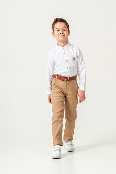 Esterella boy / long sleeve crew neck / shirt trousers / men's suit with belt