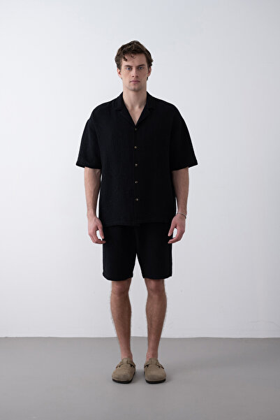 İLKCET MODA Ανδρικό πουκάμισο Oversize με ανάγλυφο σχέδιο