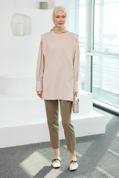 LOCCO Γυναικεία Nervur Cupra Tunik Cream