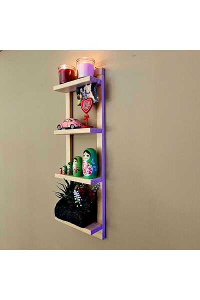 Tekir Store evinizi güzelleştirin Ahşap Dekoratif Renkli Duvar Rafı Orijinal Çam
