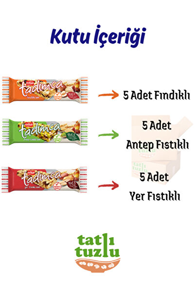 Tadım Üçlü Lezzet Şöleni – 5 Antep Fıstıklı, 5 Yer Fıstıklı, 5 Fındıklı Bar