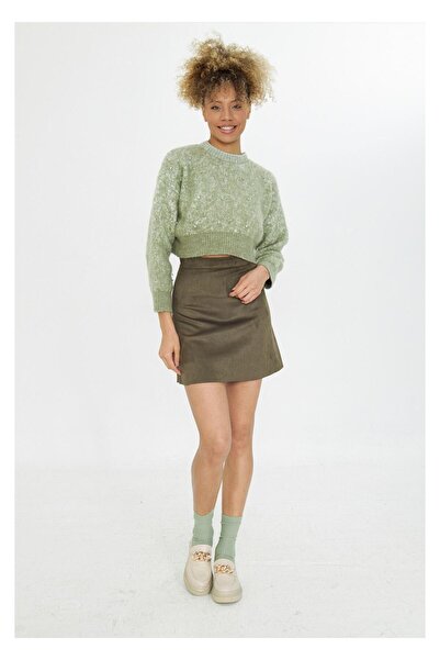 TIFFANY&TOMATO Kısa Süet Etek - Haki
