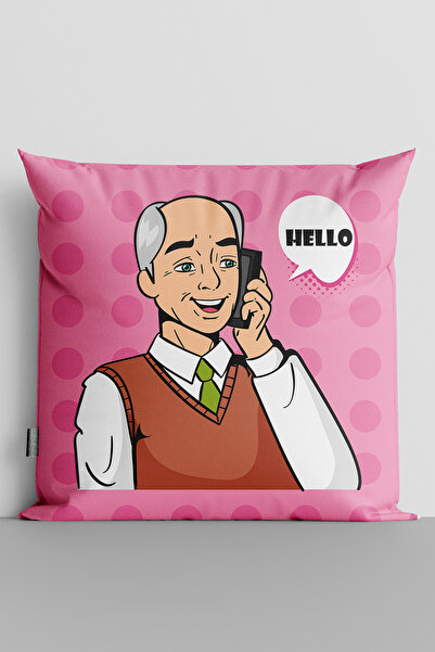 MUCİZE TEKSTİL Popart Man Hello Двустранен калъф за възглавница с дигитален п...