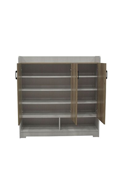 Danube Home Swann 3door Shoe Rack 28pairs-summer Oak Pearl White L118.5xw34.5xh121.5cm