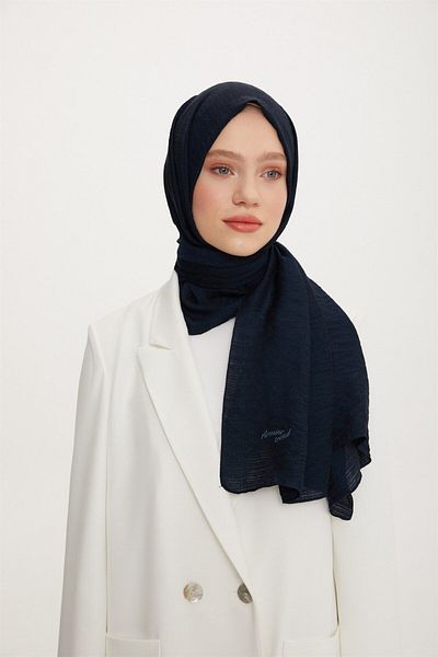 Armine Trend Star Shawl 3 Textured - Ats3str-3494 - Navy Blue