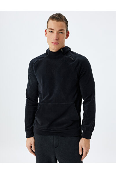 Koton Boxy Hooded Sports Sweatshirt with Thick Fabric Zipper Kangaroo Pocket