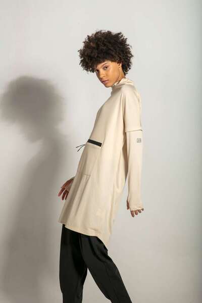 FD SPORTS Cool-tech Kanguru Cepli Quick Dry Eşofman Üstü - Bej