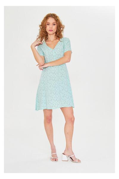 TIFFANY&TOMATO Düğmeli Çiçekli Viskon Elbise