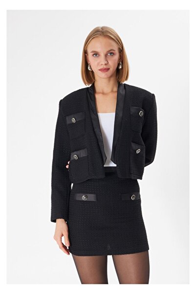 TIFFANY&TOMATO Saten Garnili Düğmeli Kısa Ceket