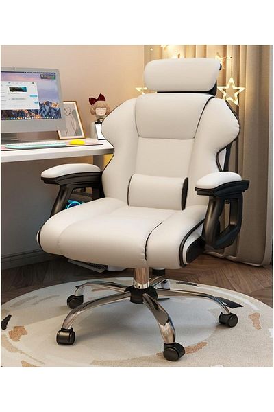 fulina Gaming Chair,Adjustable High Back Ergonomic Design,Lumbar Support,Comfortable Armrest Headrest,White