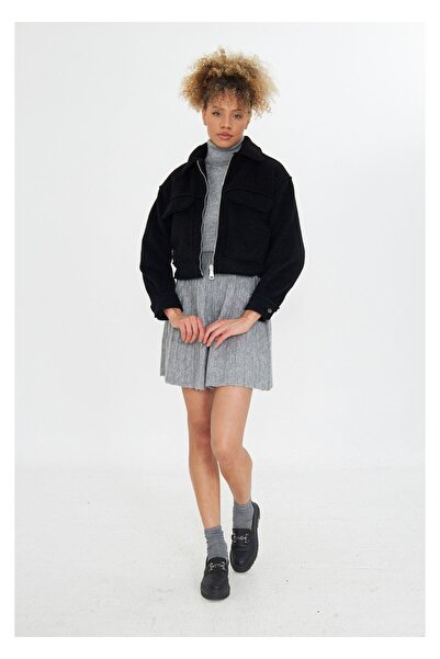 TIFFANY&TOMATO Önü Cepli Kısa Kaşe Mont