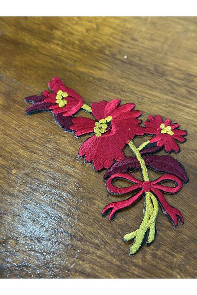 Gönülden Tasarım Iron-On Embroidery Process Flower Coat Sewing Applique 10X6 cm
