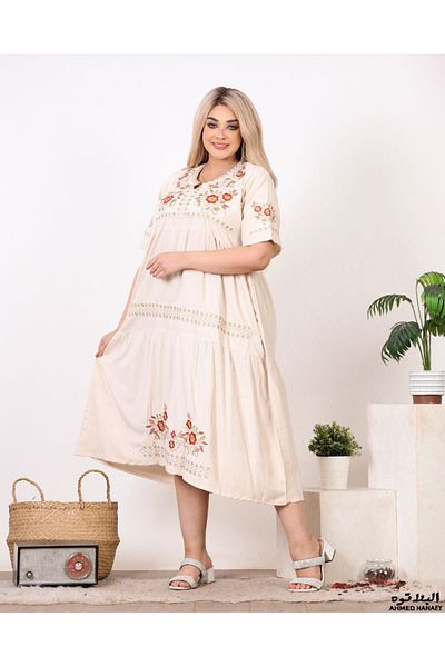 Genrics Comfortable, flowing, embroidered cotton reception jalabiya, below the knee