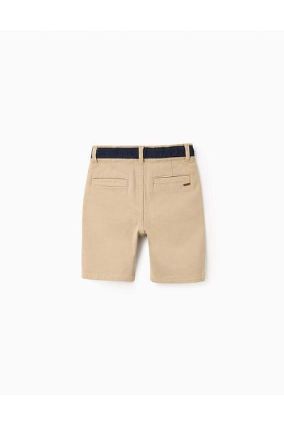 Ziddy Twill Shorts with Contrast Waist for Boys 'Midi', Beige