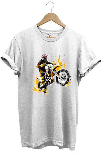 WİDİ Тениска с кръгло деколте и принт Biker Cross Motorcycle