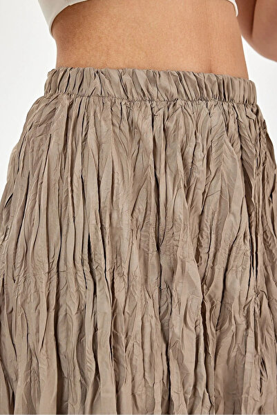 Güba Ticaret Lastikli Yüksek Bel, A Kesim, Uzun Kraşlı Etek