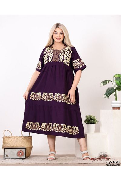 Genrics Comfortable, flowing, embroidered cotton reception jalabiya, below the knee