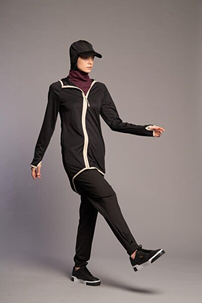 FD SPORTS Aura-Tech Cross Zipper Quick Dry Tracksuit Top - Black