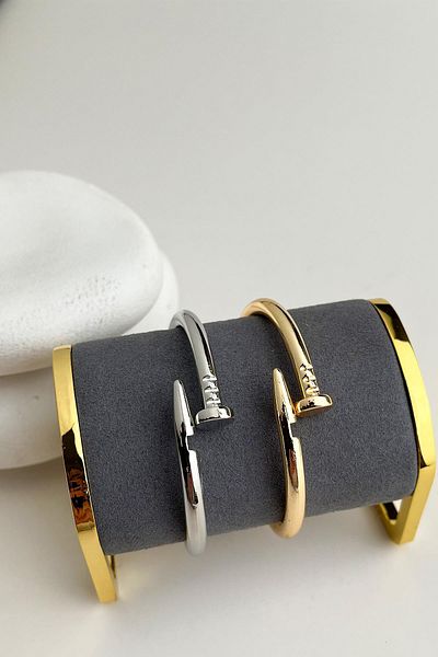 Modex Gold/Silver Color Double Nail Bracelet (Diameter:6Cm)