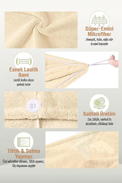 Telvesse Мікрофібровий рушник для волосся - Еластична пляжна та морська шапочка - Шапочка для сушіння волосся у ванній