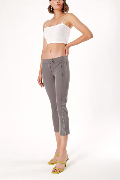 SOCIETA Gray SLIM CUT CAPRY PANTALON 40729