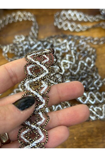 Gönülden Tasarım EN 2 CM DESENLİ GÜMÜŞ VARAKLI ŞERİT DİKİŞ GİYİM AKSESUARI 1 ...