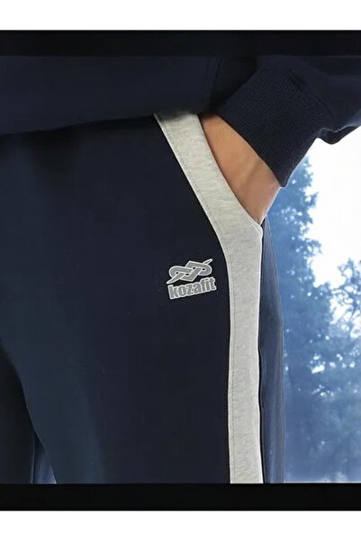 KozaLüks Erkek Şeritli Iç Şardon Havacı Mavi Eşofman Alt