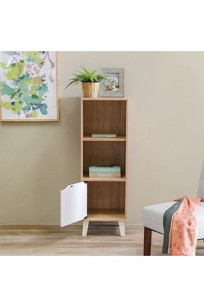 Danube Home Kalum Display Cabinet - Sonoma Oak/White L40xW39xH116cm