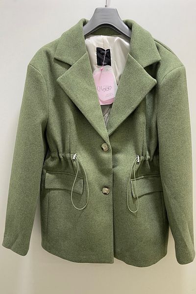 D'SHE BOUTIQUE Green Blazer - Green Stamp - Elastic Waist Jacket - Qzũ Model 25K 0510303