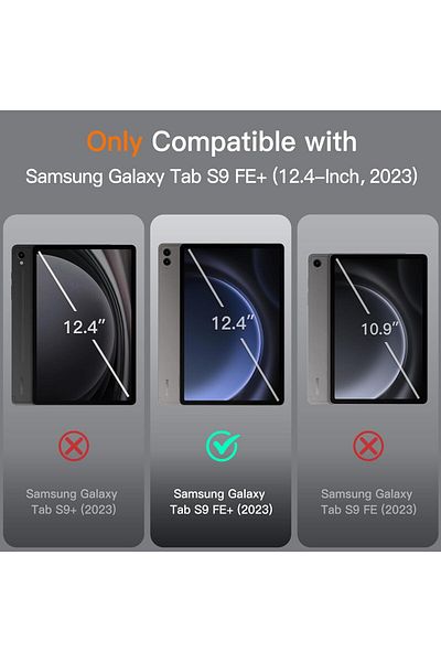 erorex حافظة JETech لجهاز Samsung Galaxy Tab S9 FE+ مقاس 12.4 بوصة - أسود