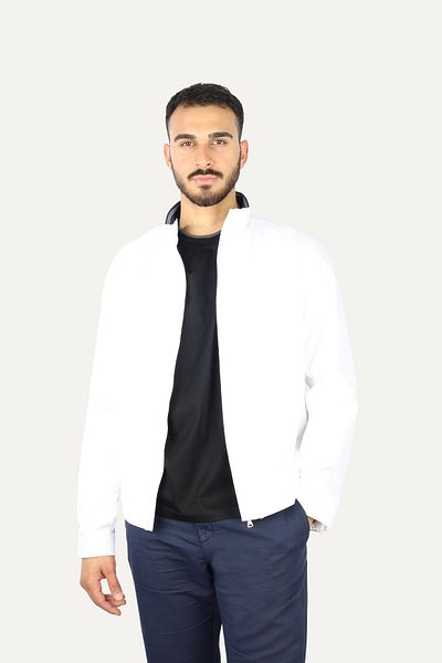 PAUL&SHARK Men's Regular Fit Stand Collar Fermen Closed Back Fin Lined White Dress