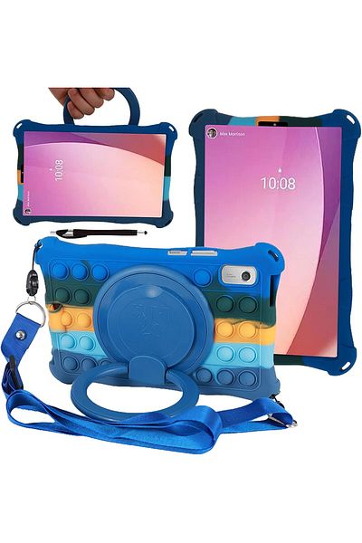 erorex جراب سيليكون ESSTORE متوافق مع جهاز Lenovo Tab M9 2023 مقاس 9 بوصات، مع [حامل دوار 360 درجة] [كتف]