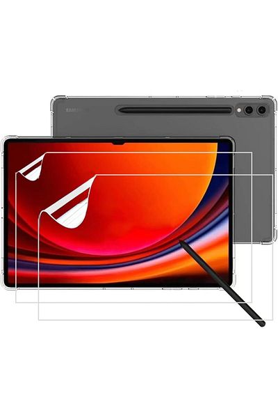 erorex (1+2 قطعة) جراب شفاف من SCAUA متوافق مع Samsung Galaxy Tab S9 FE+ / S9 FE Plus مع شاشة