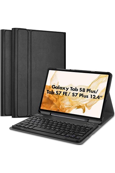 erorex حافظة ProCase Galaxy Tab S8 Plus/S7 Fe/S7 Plus مقاس 12.4 بوصة مع لوحة مفاتيح وغطاء خفيف الوزن