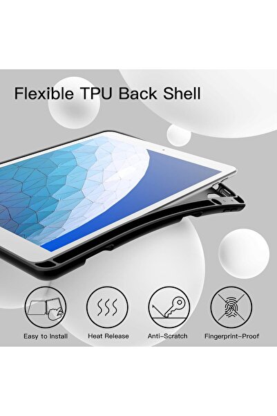 JETech Slim iPad Case with Pencil Holder - for iPad Air 3 (10.5) & iPad Pro 10.5, Black