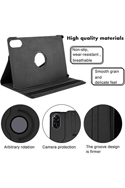neslin PU Leather 360° Rotatable Multi-Angle Case for Honor Pad X9/X8 Pro 11.5-inch (Black)
