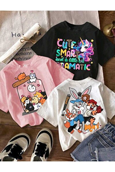 FAVORİST Children's T-Shirts 3 Packets